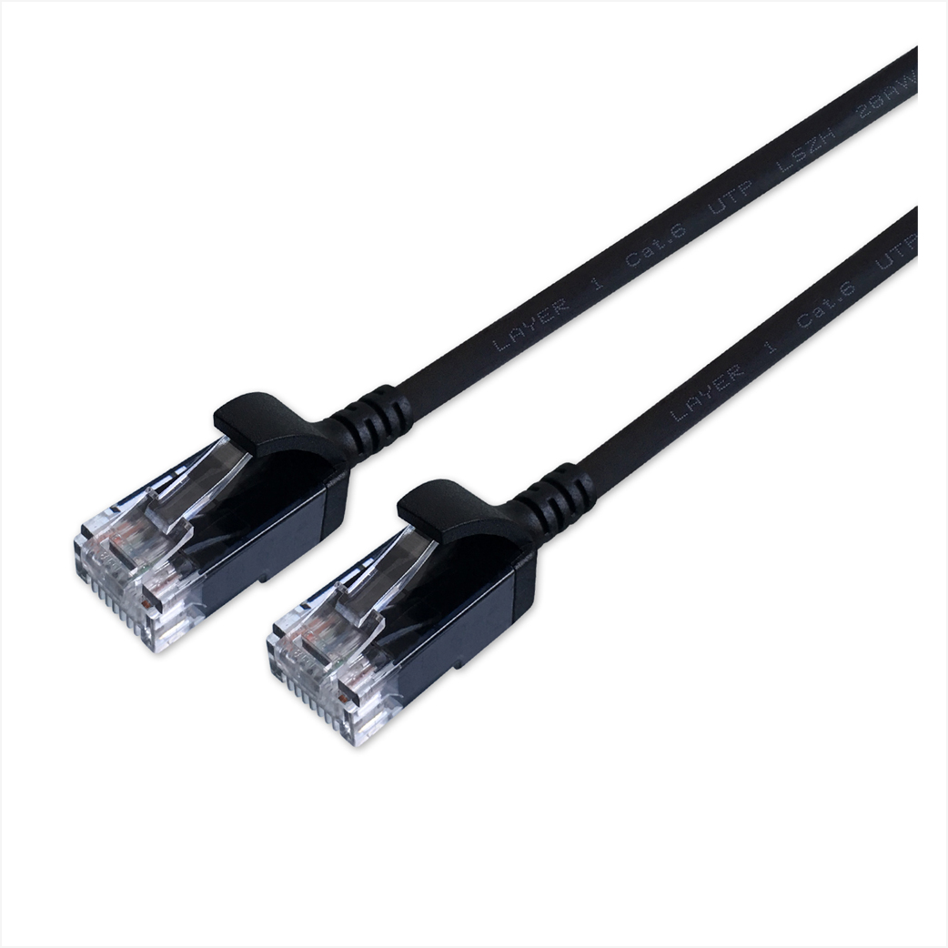 Cat 6 UTP RJ45 Ultra Thin LSZH Copper Patch Lead 2m - Black - Layer 1